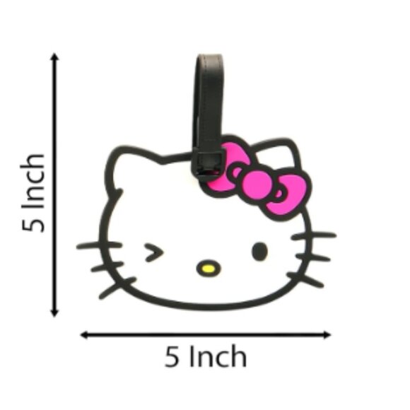 Hello Kitty Pink Silicone Luggage Tags Travel Suitcase & Baggage ID Label 2 Tags - Picture 4 of 9